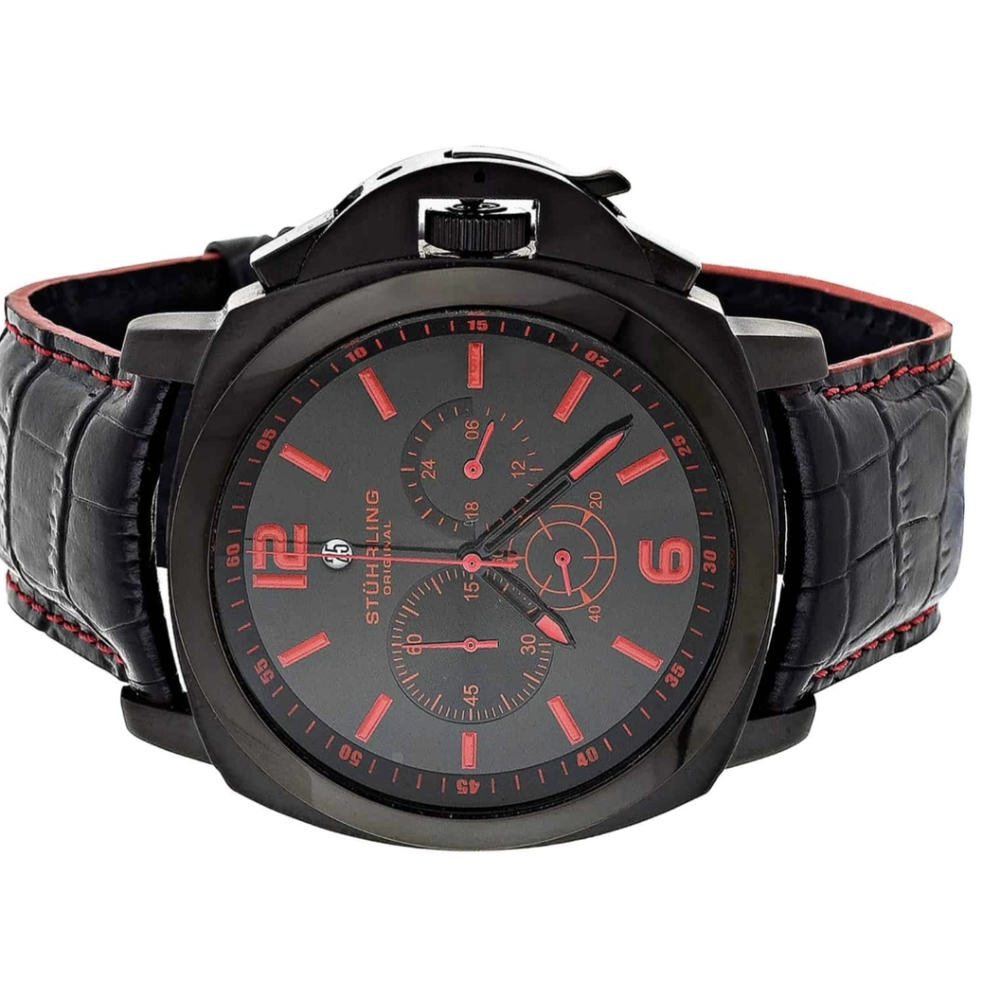 Stuhrling Men's Excursion 245 Black 54mm Aviator Watch